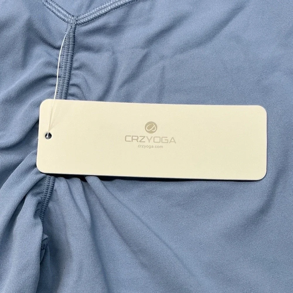 CRZYOGA Butterluxe Yoga Shorts 4'' Women Medium Washed Denim New With Tags